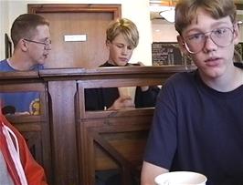 Julian, Fergus and Oliver in a Stornoway café